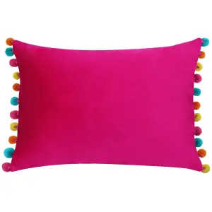 Paoletti Fiesta Velvet Pom Pom Feather Filled Cushion