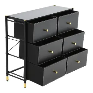 Black Plastic Storage Cabinet with 6 Drawers