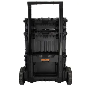 JCB Full Site System 3-Piece Modular Tool Storage System with Cart Tool Organiser Case & Heavy-duty 9 inch Wheel Trolley