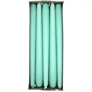 Tapered Dinner Candles, Pack of 10, Unscented, Long Burning Time, 24 cm / 19.45" (Fresh Mint, Matt)