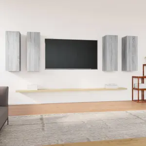 Berkfield TV Cabinets 4 pcs Grey Sonoma 30.5x30x90 cm Engineered Wood