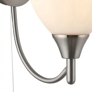 Luminosa Alton 1 Light Wall Light Satin Chrome with Matt Opal Glass Shade, E14