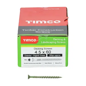 TIMCO Decking Screws Countersunk Exterior Green - 4.5 x 60 (200pcs)