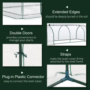 Outsunny Tunnel Greenhouse Grow House Steel Frame PVC Transparent 250x100x80 cm