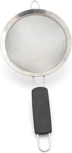 Buckingham Stainless Steel Fine Mesh Sieve Strainer 20 cm Black Handle