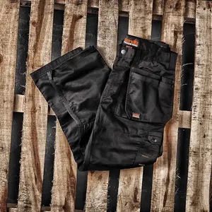 Scruffs WORKER PLUS Black Work Trousers with Holster Pockets Trade Hardwearing - 28in Waist - 30in Leg - Short