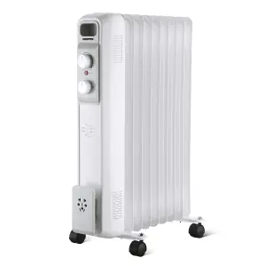 Geepas 2000W Oil Filled Radiator Electric Heater 9 Fin, White