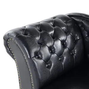 Left Hand Chaise Lounge Faux Leather Black NIMES