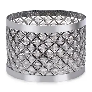 ValueLights Hadley Silver Easy Fit Metal Cut Out Acrylic Jewel Drum Ceiling Light Shade - Bulb Included