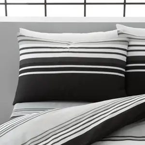 Edelsten Cotton Blend Duvet Cover Set with Pillowcases Black/White / Double Duvet Cover + 2 Standard Pillowcase