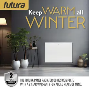 Futura Electric 1000W Radiator Panel Heater Wall Mounted or Floor Standing Bathroom Safe Timer and Thermostat Control