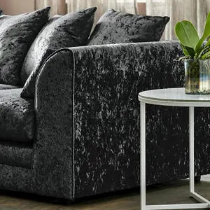 Bella Crushed Velvet 2 Seater Sofa Black