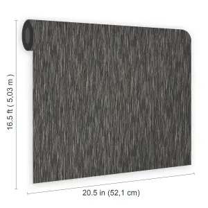 GoodHome Plains Black Metallic effect Textured Wallpaper