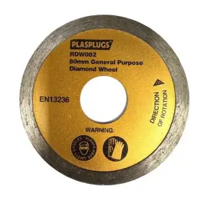 Plasplugs 80mm Replacement Compact Diamond Wheel Cutting Disc Tile Blade RDW082