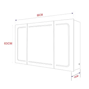 Midas Triple LED Bathroom Mirrored Wall Cabinet (H)63cm (W)86cm