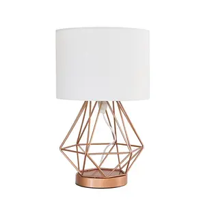 Haigler Metal Table Lamp Copper / White / LED Bulb