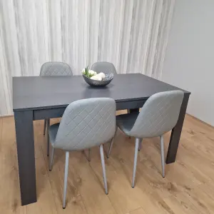 Dining Table with 4 Chairs Dark Grey Table With 4 Grey Padded  Chairs Kitching Dining Set Dining Room Dining Set for 4