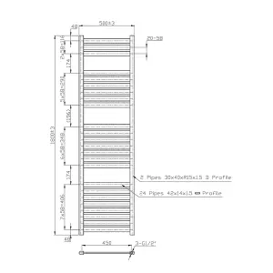 Rinse Flat Panel Chrome Towel Radiator Bathroom Heated Towel Rail 1800x500mm