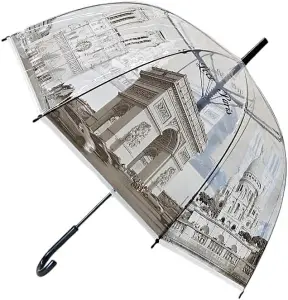 MantraRaj Clear Transparent Printed Umbrella Windproof Rainproof Travel Umbrella Dome Shape Walking Stick Umbrellas