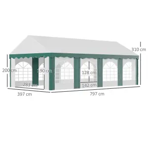 Outsunny 8 x 4m Marquee Gazebo, Party Tent with Sides and Double Doors