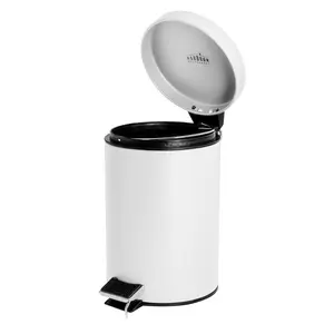 Harbour Housewares - Round Bathroom Pedal Bin - 3 Litre White