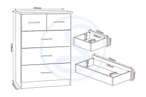 Nevada 3+2 Drawer Chest White Gloss