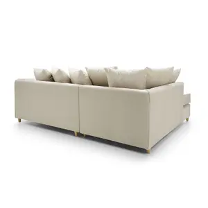 Chicago Velvet Left Facing Corner Sofa in Cream