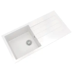 Liquida ELL10WH 1.0 Bowl Comite Reversible Inset White Kitchen Sink With Waste