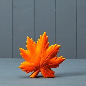 The Satchville Gift Company Orange Flocked Ceramic Maple Leaf