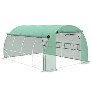 Outsunny 4 x 3 x 2 m Polytunnel Greenhouse Pollytunnel Tent Steel Frame Green