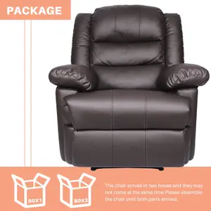 Onemill Adjustable Leather Recliner Chair Armchair Sofa for Living Room Lounge(Brown)