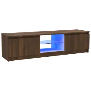 Berkfield TV Cabinet with LED Lights Brown Oak 120x30x35.5 cm