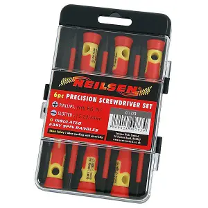 Screwdriver Set - 6 piece Precision VDE Flat and Pozi (Neilsen CT1773)