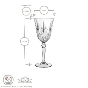 RCR Crystal Melodia Red Wine Glasses - 270ml - Pack of 12