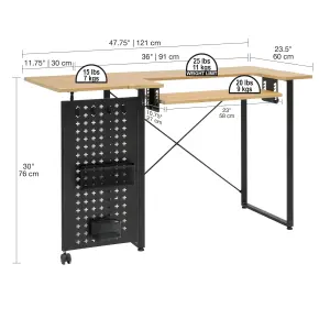 Sewing Online Sewing Table with Fold-out Storage Panel, Wood/Black Legs