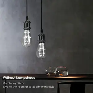 Aigostar Black Chrome Pendant Light Fitting, compatible with E27 Lamp Holder