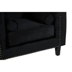 Interiors By Premier Comfortable Black Velvet Chair, Elegant Armchair For Bedroom, Robust Modern Armchair For Livingroom