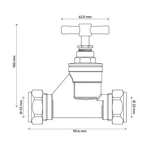 Flomasta Bronze Compression Heating & sanitary Shut-off Stop cock, (Dia)22mm