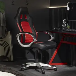 Thunya Black & red Gaming Office chair (H)1280mm (W)660mm (D)670mm