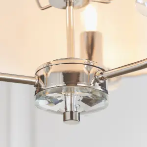 Anson Lighting Eureka 3lt Pendant light finished Bright nickel plate and vintage white fabric