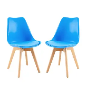 Nero Upholstered Dining Chair (Set of 2) Fluorescent Blue / Beech