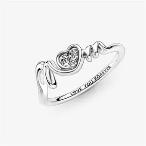 Pandora Mum Pavé Heart Ring - Sterling Silver / Cubic Zirconia - Sz. 48