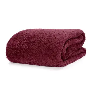 Snug Rug Blanket Luxury Sherpa Fleece Sofa TV Throw Gift Blankets 127x178cm - Mulberry Red