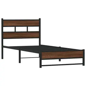 Berkfield Metal Bed Frame without Mattress Brown Oak 107x203 cm