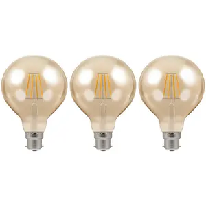 Crompton Lamps LED G95 Globe 5W B22 Dimmable Filament Extra Warm White Antique Bronze (40W Eqv) (3 Pack)