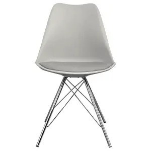 Soho Light Grey Plastic Dining Chair with Chrome Metal Legs