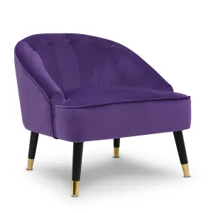 Velvet Purple Slipper Bedroom Accent Chair