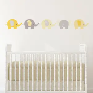 Yellow & Grey Elephants Decals Wall Stickers