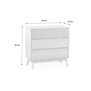 sweeek. 3-drawer chest with grooved wooden detail Linear Light wood colour 80x40x80 cm