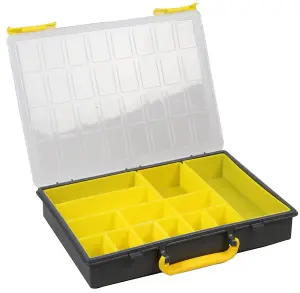 Compartment Storage Box with Removeable Inserts 60mm x 340mm x 250mm - Yellow